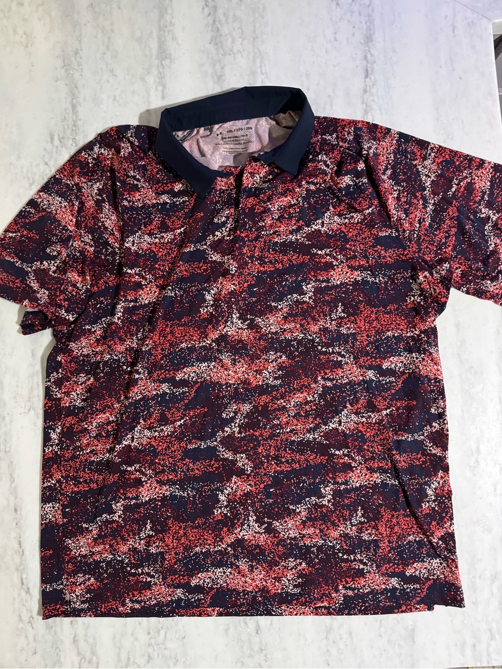 SOLD Under Armour ISO Chill Short-Sleeve Polo in Navy, Red & White Print size